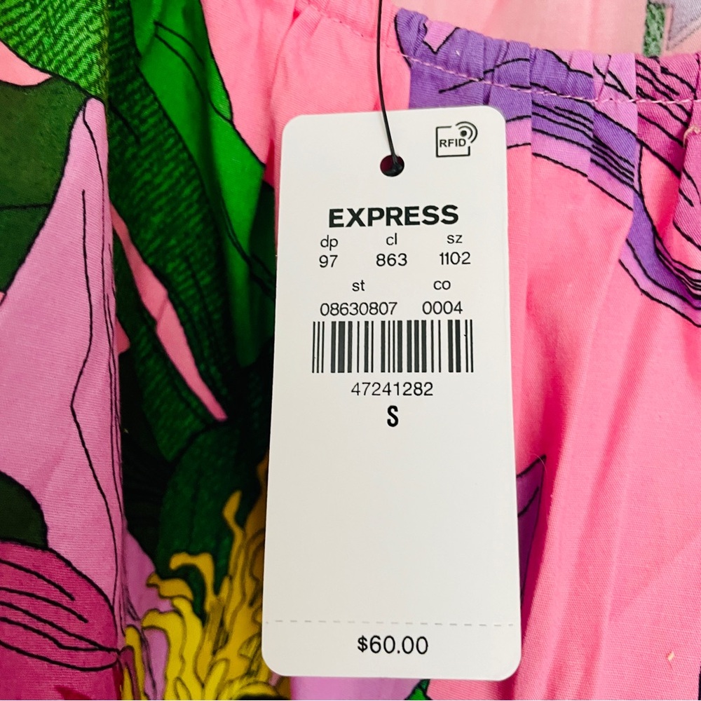 NWT Express Vibrant Botanical Floral Camisole Spaghetti Strap Top Small - Picture 2 of 9